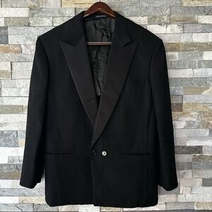 Vintage Gianni Versace 90s Tuxedo Wool Silk 2 Piece Suit Blazer Black 42R